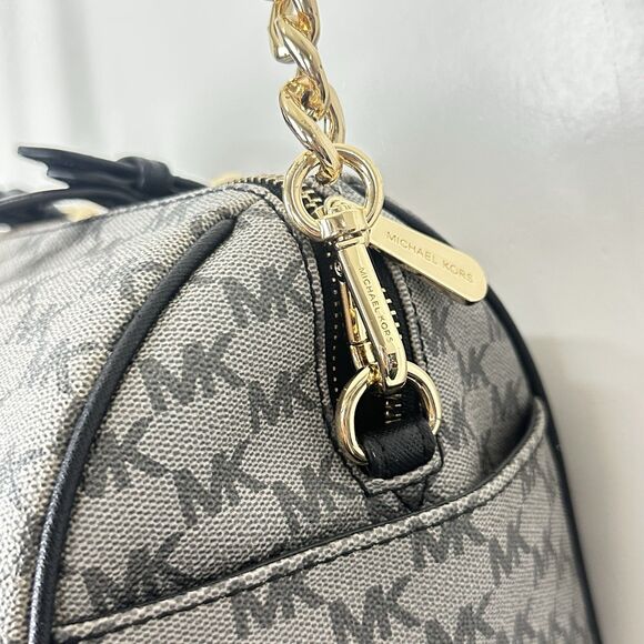 Michael Kors Grayson Large Satchel MK Signature Gray Black with Gold Hardware - Picture 2 of 15